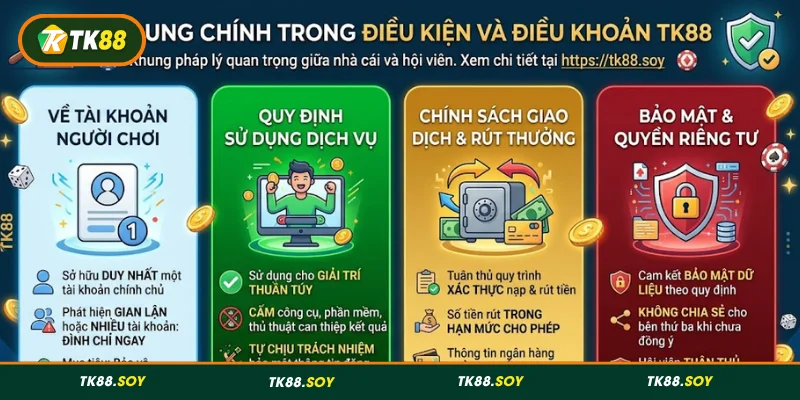Cập nhật quy định trong điều kiện điều khoản TK88
