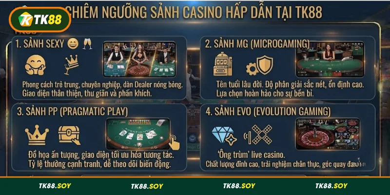 Chiêm ngưỡng sảnh Casino hấp dẫn tại TK88